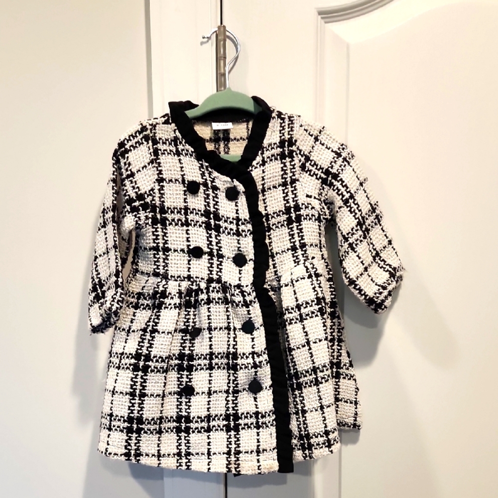 Stylish Black and White Kids Coat And Suit Set